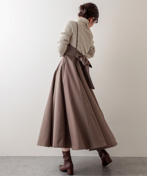 natural couture（ナチュラルクチュール）の「バックリボンキャミワンピース（ワンピース・レディース・ブラック/モカ/その他1/グレイッシュベージュ/チェック・FREE）」の12枚目の写真