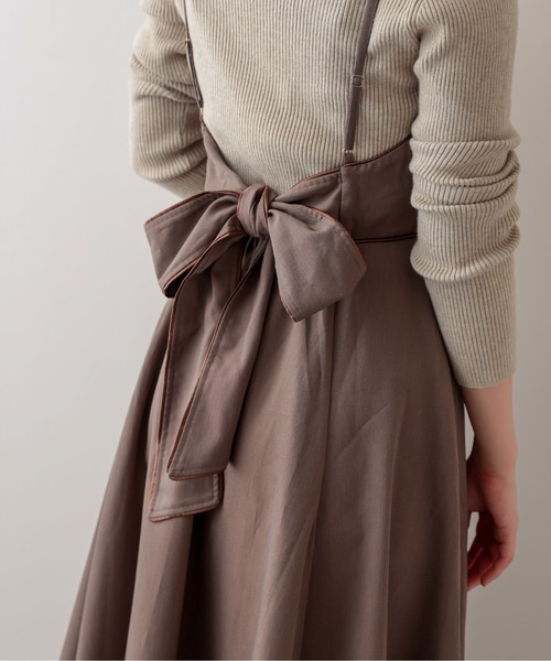 natural couture（ナチュラルクチュール）の「バックリボンキャミワンピース（ワンピース・レディース・ブラック/モカ/その他1/グレイッシュベージュ/チェック・FREE）」の15枚目の写真