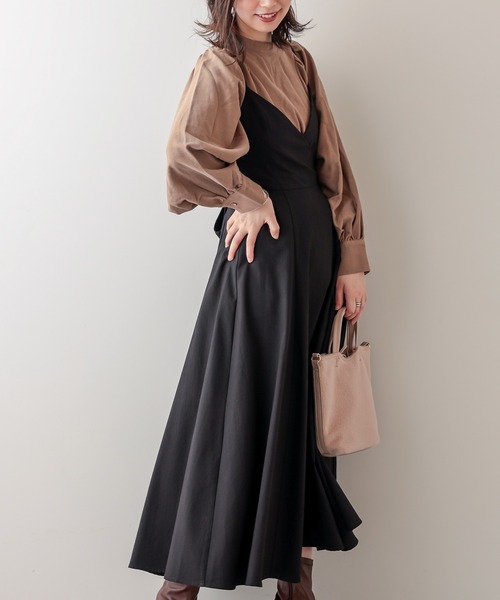 natural couture（ナチュラルクチュール）の「バックリボンキャミワンピース（ワンピース・レディース・ブラック/モカ/その他1/グレイッシュベージュ/チェック・FREE）」の18枚目の写真