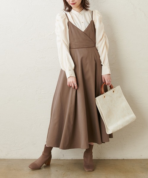 natural couture（ナチュラルクチュール）の「バックリボンキャミワンピース（ワンピース・レディース・ブラック/モカ/その他1/グレイッシュベージュ/チェック・FREE）」の21枚目の写真