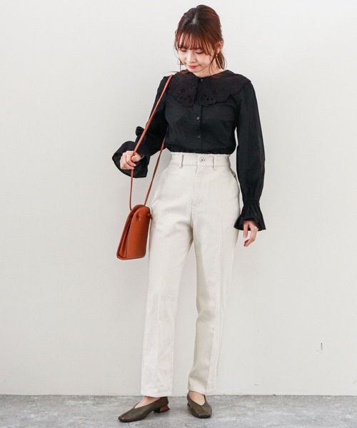 archives(アルシーヴ)の「刺繍カラーブラウス(シャツ/ブラウス・レディース・ミント/ブラック/オフホワイト・MEDIUM)」の9枚目の写真