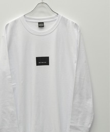 フロント ボックスプリント コットン ロング Tシャツ