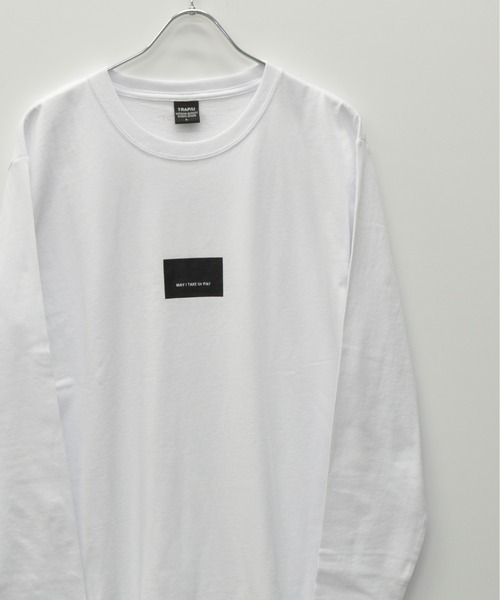 TRAP/U (トラップユー)の「フロント ボックスプリント コットン ロング Tシャツ(Tシャツ/カットソー・メンズ・セージグリーン/ブラック/ホワイト・M/L)」の1枚目の写真