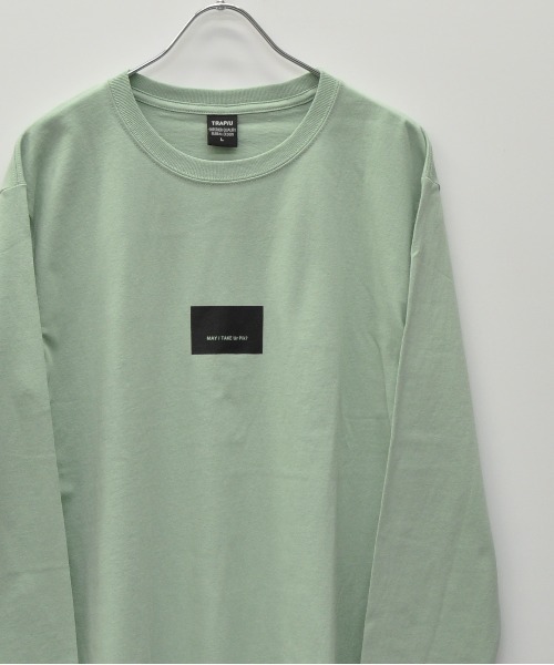 TRAP/U (トラップユー)の「フロント ボックスプリント コットン ロング Tシャツ(Tシャツ/カットソー・メンズ・セージグリーン/ブラック/ホワイト・M/L)」の3枚目の写真