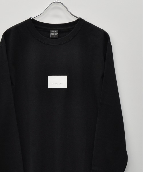 TRAP/U (トラップユー)の「フロント ボックスプリント コットン ロング Tシャツ(Tシャツ/カットソー・メンズ・セージグリーン/ブラック/ホワイト・M/L)」の2枚目の写真