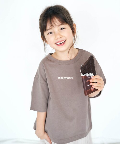 CONVERSE（コンバース）の「CONVERSE 刺繍ロゴＴシャツ（Tシャツ/カットソー・キッズ・ブラウン/アイボリー/ミント/ピンク・110/120/130/140/100/90/80）」の3枚目の写真