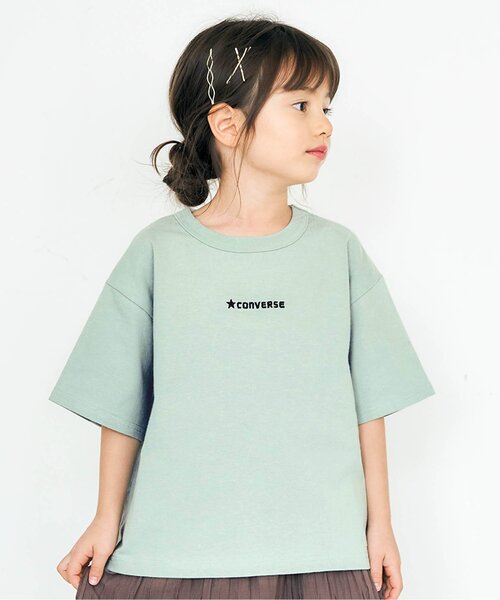 CONVERSE（コンバース）の「CONVERSE 刺繍ロゴＴシャツ（Tシャツ/カットソー・キッズ・ブラウン/アイボリー/ミント/ピンク・110/120/130/140/100/90/80）」の4枚目の写真