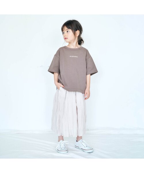 CONVERSE（コンバース）の「CONVERSE 刺繍ロゴＴシャツ（Tシャツ/カットソー・キッズ・ブラウン/アイボリー/ミント/ピンク・110/120/130/140/100/90/80）」の5枚目の写真
