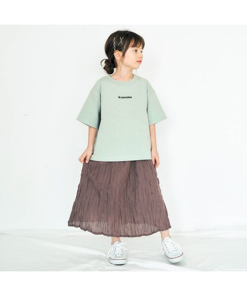 CONVERSE（コンバース）の「CONVERSE 刺繍ロゴＴシャツ（Tシャツ/カットソー・キッズ・ブラウン/アイボリー/ミント/ピンク・110/120/130/140/100/90/80）」の9枚目の写真