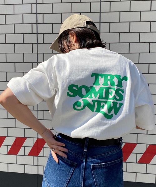 PBLIM(ページボーイリム)の「PAGEBOYLIM/トライメッセージT(Tシャツ/カットソー・レディース・ブラック/オフホワイト/ブルー/レッド/ブラック×グリーン/ホワイト×レッド/グリーン/オレンジ系その他/カーキ/ブラック×ホワイト・MEDIUM/LARGE/SMALL)」の11枚目の写真