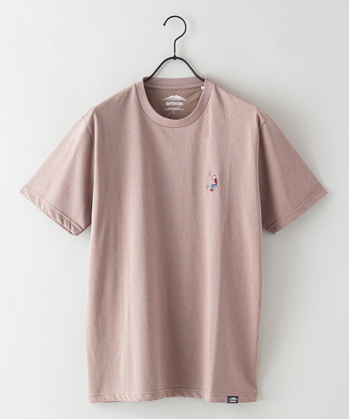 OUTDOOR PRODUCTS APPAREL(アウトドアプロダクツアパレル)の「ドライ機能付き(速乾機能)CAMPモチーフワンポイント刺繍ビッグシルエットTシャツ(Tシャツ/カットソー・メンズ・ホワイト/チャコールグレー/ブラック/ベージュ/オフホワイト/ピンク/アイボリー/ブルー系その他/ライトピンク・MEDIUM/LARGE/X-LARGE)」の6枚目の写真