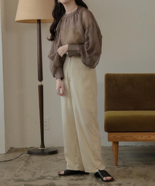 lawgy(ラウジー)の「original seethrough tops(シャツ/ブラウス・レディース・ベージュ/ブラウン/アイボリー・FREE)」の6枚目の写真