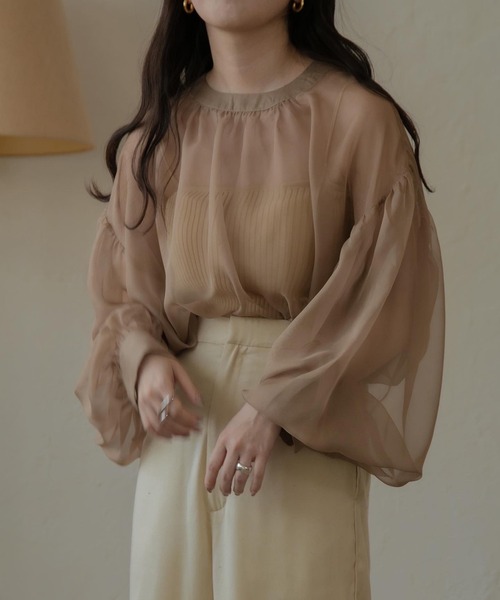 lawgy(ラウジー)の「original seethrough tops(シャツ/ブラウス・レディース・ベージュ/ブラウン/アイボリー・FREE)」の12枚目の写真