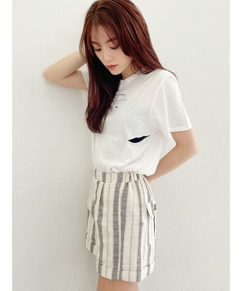 GYDA（ジェイダ）の「THROWBACK CHOOSE CUT Tシャツ（Tシャツ/カットソー・レディース・ブラック/ベージュ/オフホワイト/マスタード・FREE）」の7枚目の写真