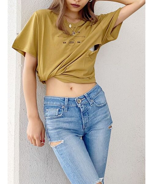 GYDA（ジェイダ）の「THROWBACK CHOOSE CUT Tシャツ（Tシャツ/カットソー・レディース・ブラック/ベージュ/オフホワイト/マスタード・FREE）」の15枚目の写真
