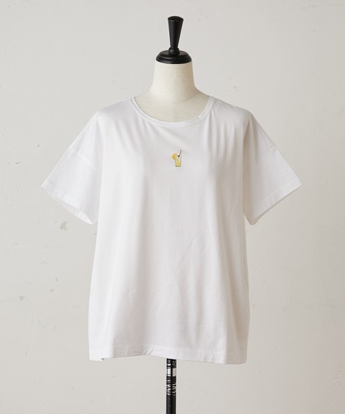 BEARDSLEY（ビアズリー）の「ソーダ刺繍T（Tシャツ/カットソー・レディース・ホワイト/グレー・FREE）」の6枚目の写真