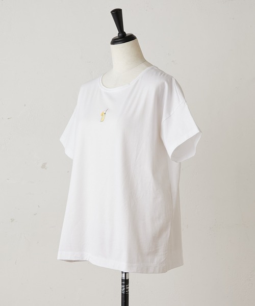 BEARDSLEY（ビアズリー）の「ソーダ刺繍T（Tシャツ/カットソー・レディース・ホワイト/グレー・FREE）」の7枚目の写真