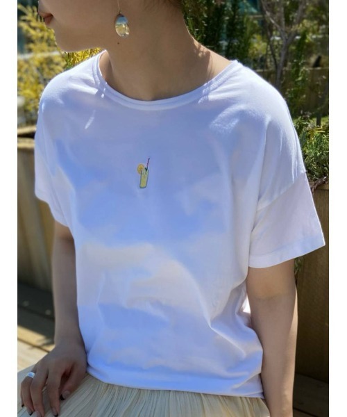 BEARDSLEY（ビアズリー）の「ソーダ刺繍T（Tシャツ/カットソー・レディース・ホワイト/グレー・FREE）」の4枚目の写真