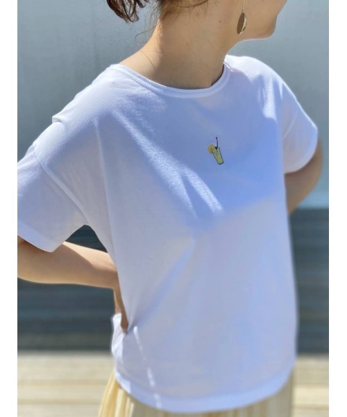 BEARDSLEY（ビアズリー）の「ソーダ刺繍T（Tシャツ/カットソー・レディース・ホワイト/グレー・FREE）」の5枚目の写真