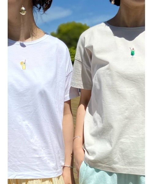 BEARDSLEY（ビアズリー）の「ソーダ刺繍T（Tシャツ/カットソー・レディース・ホワイト/グレー・FREE）」の16枚目の写真