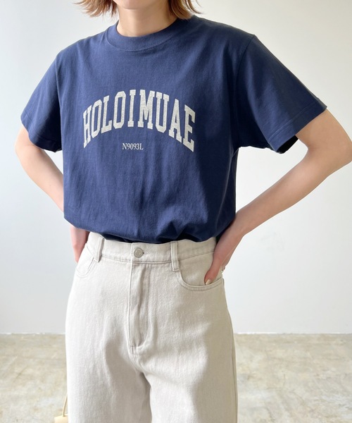 LIAN(リアン)の「カレッジロゴTシャツ(Tシャツ/カットソー・レディース・レッド/オレンジ/グリーン/スミクロ/ブルー/ロイヤルブルー/ネイビー/ピンク/ライトグリーン/ライトベージュ/ライトオレンジ系・FREE)」の6枚目の写真