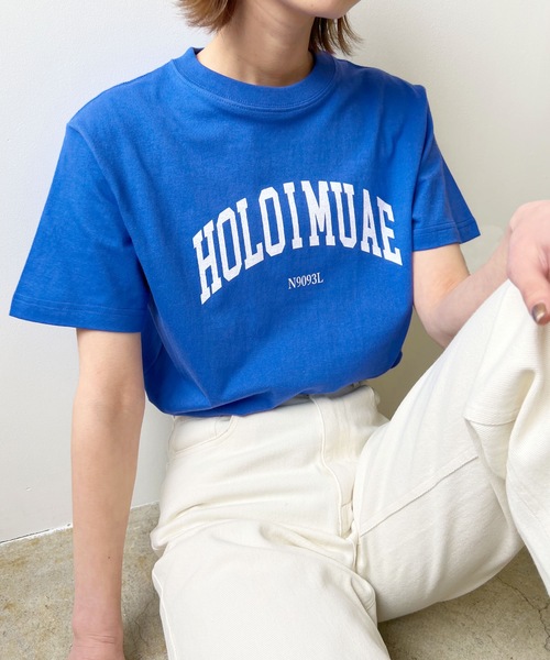 LIAN(リアン)の「カレッジロゴTシャツ(Tシャツ/カットソー・レディース・レッド/オレンジ/グリーン/スミクロ/ブルー/ロイヤルブルー/ネイビー/ピンク/ライトグリーン/ライトベージュ/ライトオレンジ系・FREE)」の8枚目の写真