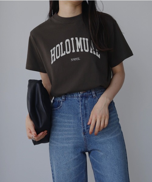 LIAN(リアン)の「カレッジロゴTシャツ(Tシャツ/カットソー・レディース・レッド/オレンジ/グリーン/スミクロ/ブルー/ロイヤルブルー/ネイビー/ピンク/ライトグリーン/ライトベージュ/ライトオレンジ系・FREE)」の2枚目の写真