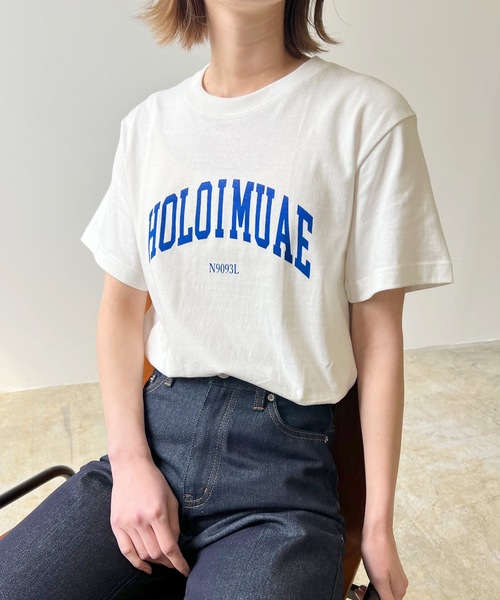 LIAN(リアン)の「カレッジロゴTシャツ(Tシャツ/カットソー・レディース・レッド/オレンジ/グリーン/スミクロ/ブルー/ロイヤルブルー/ネイビー/ピンク/ライトグリーン/ライトベージュ/ライトオレンジ系・FREE)」の7枚目の写真