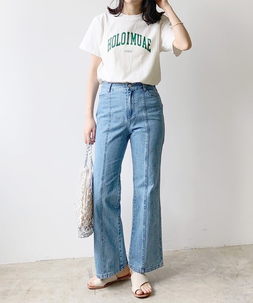 LIAN(リアン)の「カレッジロゴTシャツ(Tシャツ/カットソー・レディース・レッド/オレンジ/グリーン/スミクロ/ブルー/ロイヤルブルー/ネイビー/ピンク/ライトグリーン/ライトベージュ/ライトオレンジ系・FREE)」の17枚目の写真