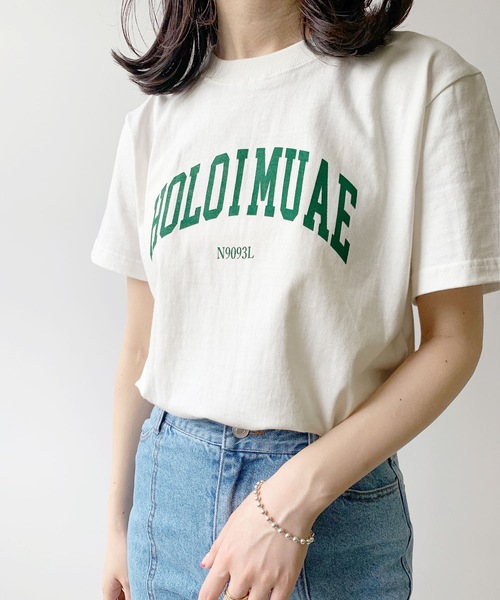 LIAN(リアン)の「カレッジロゴTシャツ(Tシャツ/カットソー・レディース・レッド/オレンジ/グリーン/スミクロ/ブルー/ロイヤルブルー/ネイビー/ピンク/ライトグリーン/ライトベージュ/ライトオレンジ系・FREE)」の19枚目の写真