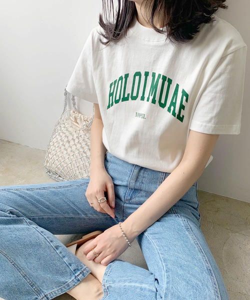 LIAN(リアン)の「カレッジロゴTシャツ(Tシャツ/カットソー・レディース・レッド/オレンジ/グリーン/スミクロ/ブルー/ロイヤルブルー/ネイビー/ピンク/ライトグリーン/ライトベージュ/ライトオレンジ系・FREE)」の20枚目の写真