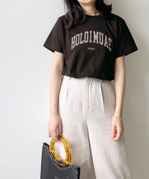 LIAN(リアン)の「カレッジロゴTシャツ(Tシャツ/カットソー・レディース・レッド/オレンジ/グリーン/スミクロ/ブルー/ロイヤルブルー/ネイビー/ピンク/ライトグリーン/ライトベージュ/ライトオレンジ系・FREE)」の12枚目の写真