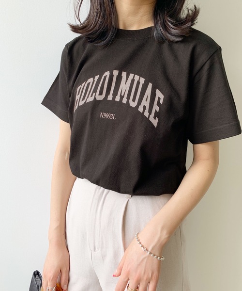 LIAN(リアン)の「カレッジロゴTシャツ(Tシャツ/カットソー・レディース・レッド/オレンジ/グリーン/スミクロ/ブルー/ロイヤルブルー/ネイビー/ピンク/ライトグリーン/ライトベージュ/ライトオレンジ系・FREE)」の13枚目の写真