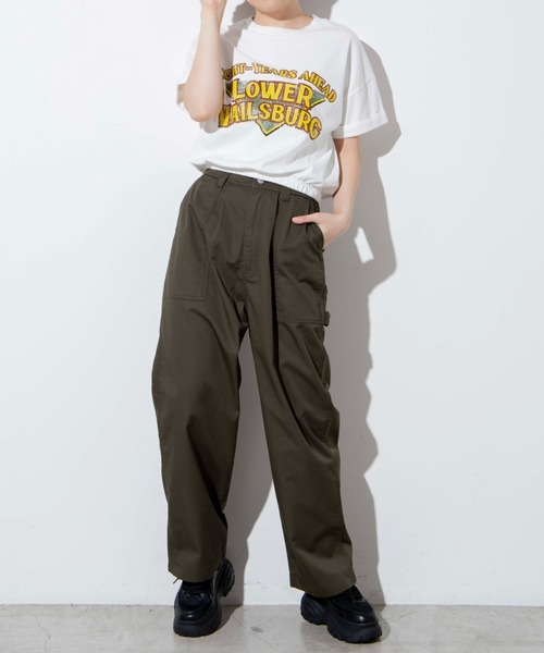 WEGO(ウィゴー)の「WEGO/ロールアップスリーブプリントTシャツ(Tシャツ/カットソー・レディース・イエロー/ホワイト/スミクロ・FREE)」の5枚目の写真