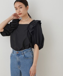 ADAM ET ROPE' | ＜逸品シリーズ＞ラッフルショルダーショートスリーブブラウス(シャツ/ブラウス)