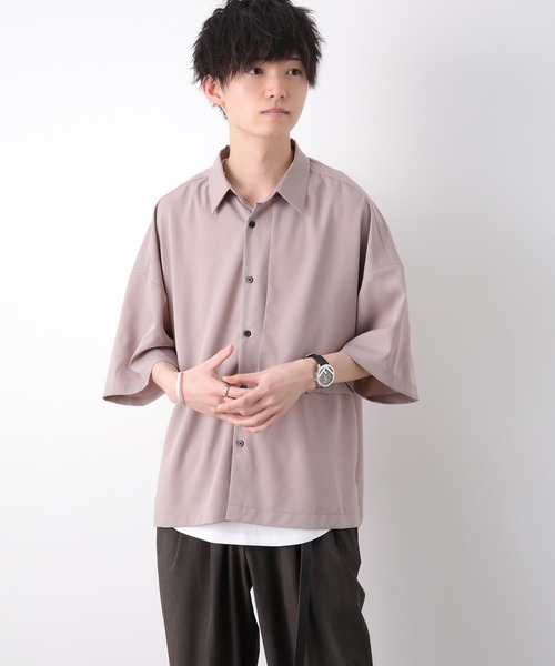 JUNRED（ジュンレッド）の「【こめxJUNRed】 ガンフラップハーフスリーブシャツ（シャツ/ブラウス・メンズ・ブラウン/ブラック/グレイッシュベージュ・M/S/L）」の4枚目の写真