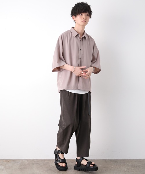 JUNRED（ジュンレッド）の「【こめxJUNRed】 ガンフラップハーフスリーブシャツ（シャツ/ブラウス・メンズ・ブラウン/ブラック/グレイッシュベージュ・M/S/L）」の7枚目の写真