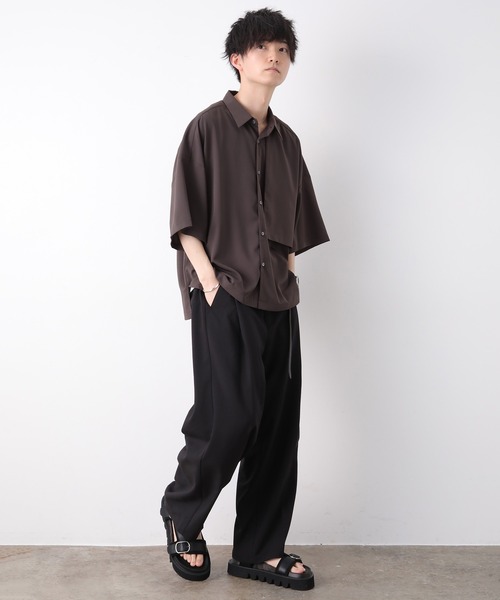 JUNRED（ジュンレッド）の「【こめxJUNRed】 ガンフラップハーフスリーブシャツ（シャツ/ブラウス・メンズ・ブラウン/ブラック/グレイッシュベージュ・M/S/L）」の10枚目の写真