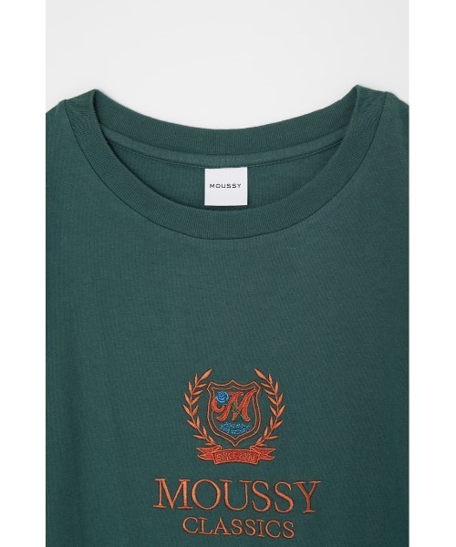 MOUSSY（マウジー）の「MOUSSY EMBLEM Tシャツ（Tシャツ/カットソー・レディース・ライトブルー/グリーン/ブラック/アイボリー・FREE）」の9枚目の写真
