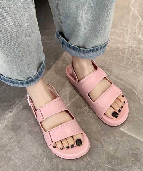 STYLEBLOCK(スタイルブロック)の「ストラップ付きダブルベルトサンダル(サンダル・レディース・ピンク/グリーン系その他/ブラック/グリーン/グリーン系その他2/オレンジ・37/41/39)」の5枚目の写真