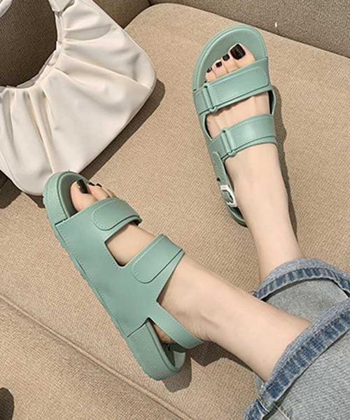 STYLEBLOCK(スタイルブロック)の「ストラップ付きダブルベルトサンダル(サンダル・レディース・ピンク/グリーン系その他/ブラック/グリーン/グリーン系その他2/オレンジ・37/41/39)」の1枚目の写真