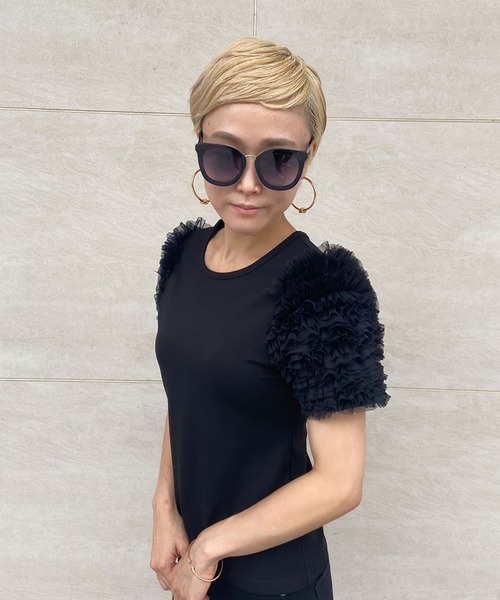 ZARA - 新品　未使用　jenne　ジェンヌ　袖ボリューム　Tシャツ 袖ボリュームチュールTシャツ（Tシャツ/カットソー）｜JENNE
