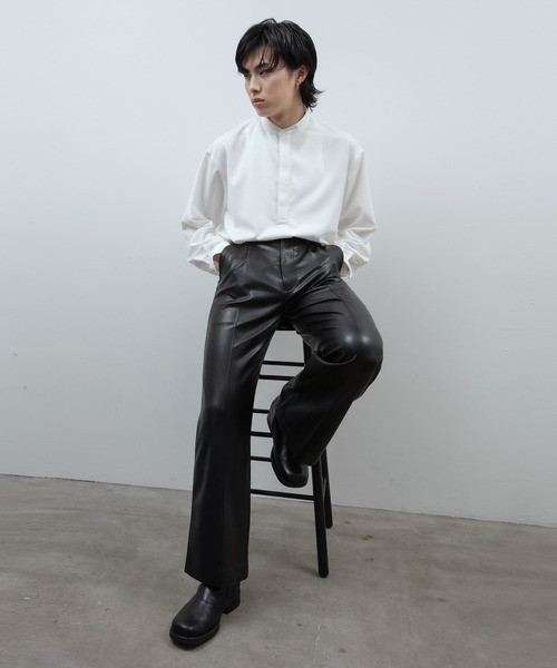 unlow（アンロー）の「フェイクレザーワイドストレートスラックス（セットアップ対応）（その他パンツ・メンズ・ブラック・M/L）」の7枚目の写真