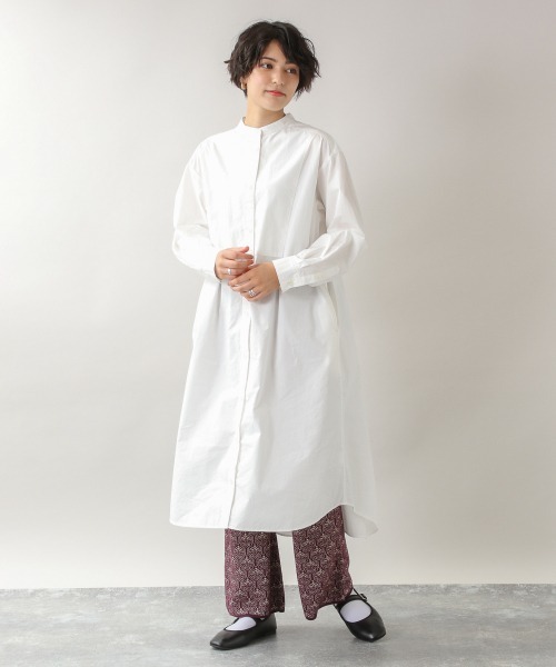 バンドカラーシャツワンピース