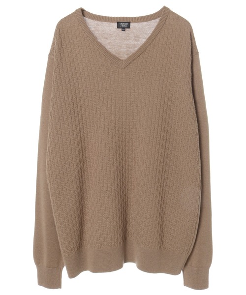 CROWDED CLOSET(クラウデッドクローゼット)の「12G(ゲージ)ジャガードVネックニット(ニット/セーター・メンズ・ブラック/ベージュ/グレー/ブルー・02/03/04)」の20枚目の写真