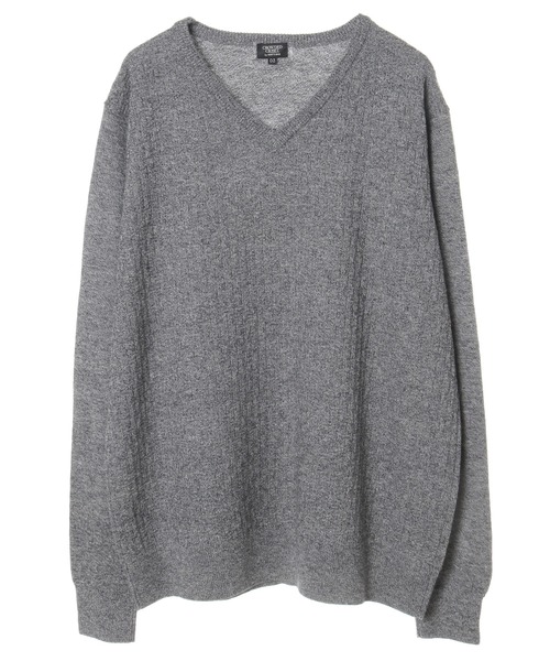 CROWDED CLOSET(クラウデッドクローゼット)の「12G(ゲージ)ジャガードVネックニット(ニット/セーター・メンズ・ブラック/ベージュ/グレー/ブルー・02/03/04)」の7枚目の写真
