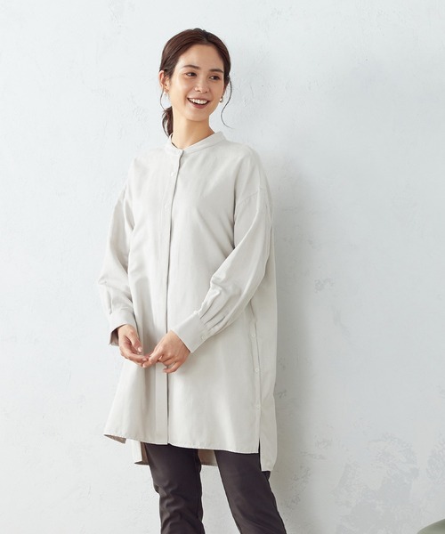COMME CA ISM(コムサイズム)の「コーデュロイ バンドカラーシャツ(シャツ/ブラウス・レディース・ブラウン/サックスブルー/グレイッシュベージュ/チャコール・SMALL/MEDIUM/LARGE)」の18枚目の写真