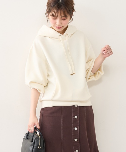 natural couture（ナチュラルクチュール）の「ふわもちラテパーカー（パーカー・レディース・アイボリー/ブラック/グレイッシュベージュ/ピンクベージュ・FREE）」の11枚目の写真