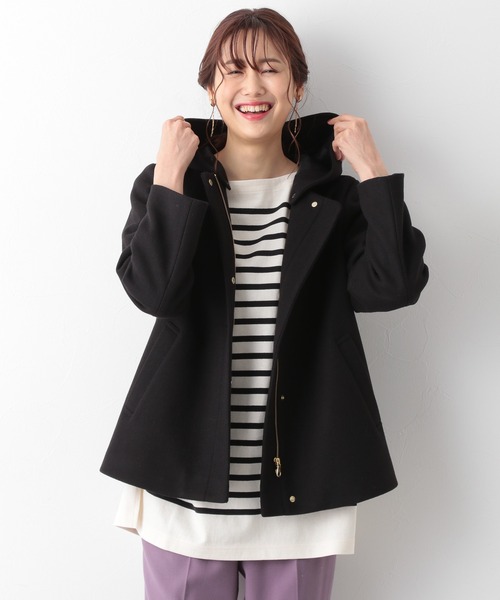 GLOBAL WORK(グローバルワーク)の「軽やかストレッチ2WAYショートコート/947218(その他アウター・レディース・アイボリー/ブラック/モカ/グリーン/グレー・SMALL/MEDIUM/LARGE)」の12枚目の写真