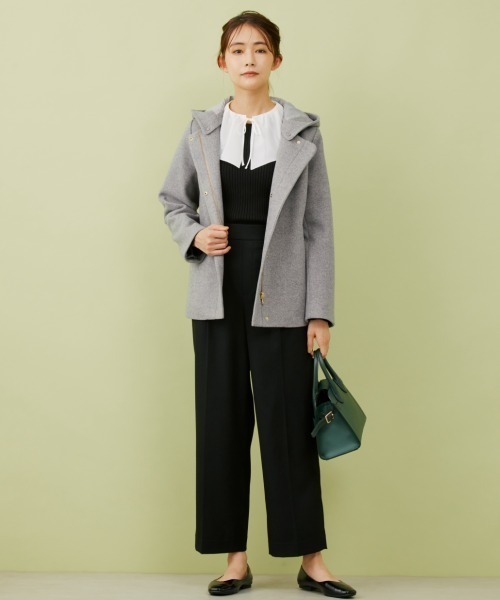 GLOBAL WORK(グローバルワーク)の「軽やかストレッチ2WAYショートコート/947218(その他アウター・レディース・アイボリー/ブラック/モカ/グリーン/グレー・SMALL/MEDIUM/LARGE)」の8枚目の写真